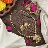 Red Green Addigai Gold Pendant Short Neckpiece-Elephant-G10646